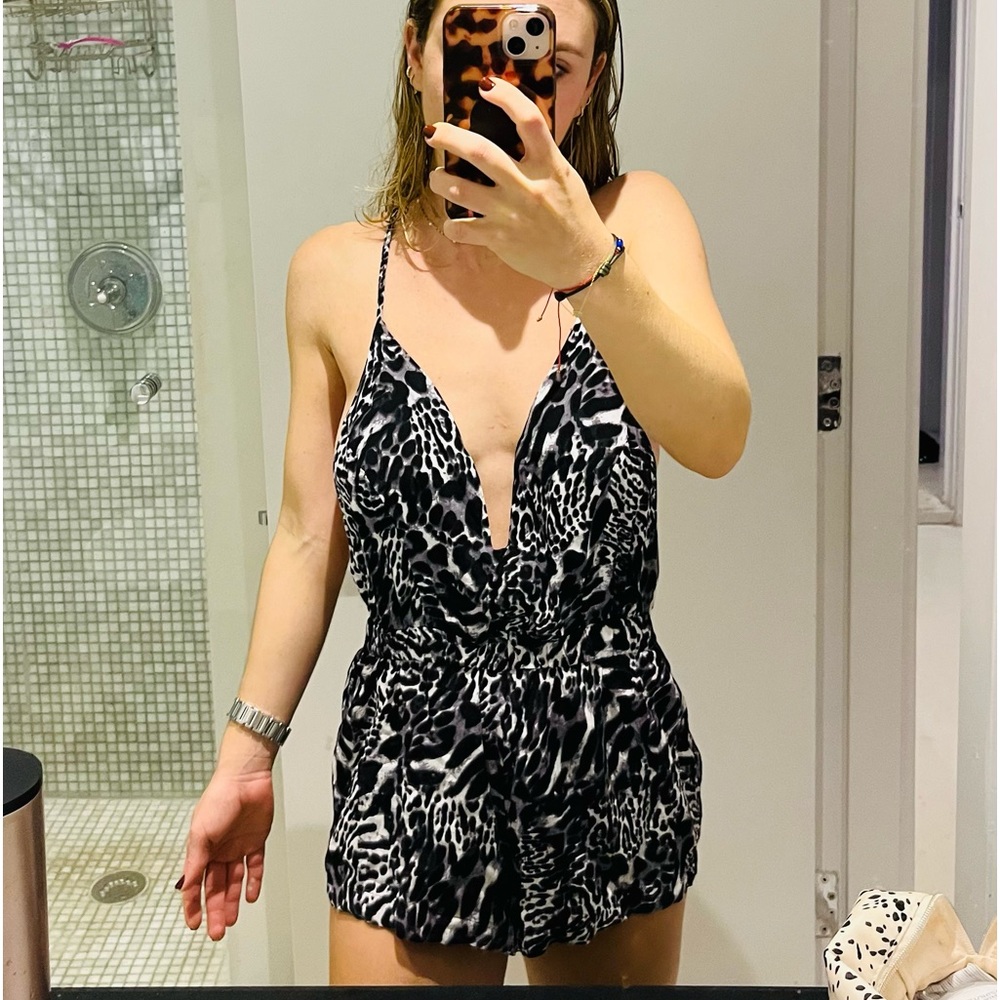 LF millau animal print romper open back